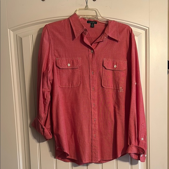 Lauren Ralph Lauren Red Casual Button Down Shirt - Picture 1 of 7